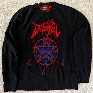 Diesel pentagram wool sweater large black